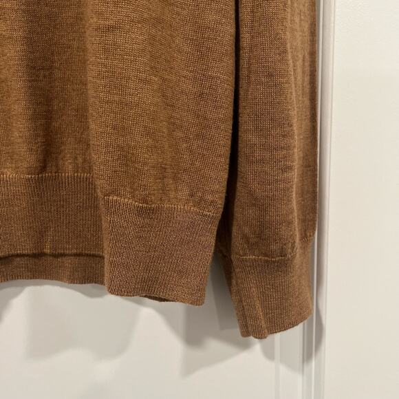 Andrews Inc. Men's Vneck Sweater 100% Extrafine Merino Wool Brown‎ Size XXL - Picture 2 of 8
